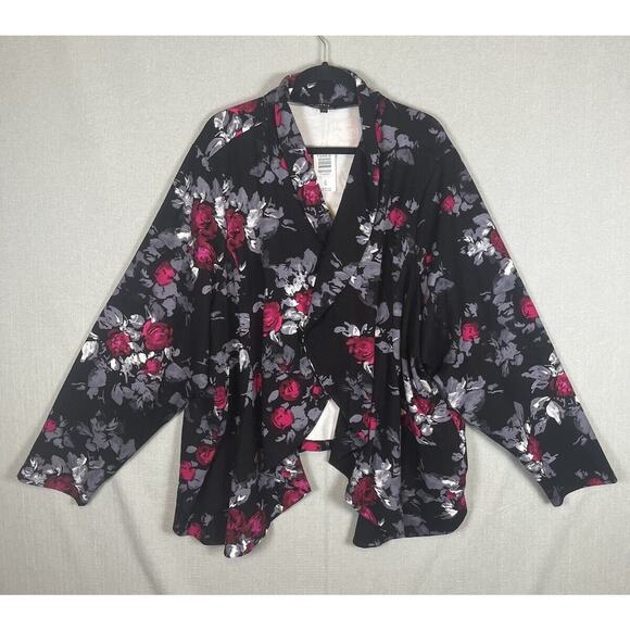 Torrid Size 6 6X Ponte Knit Flare Open Front Blazer Cardigan Floral NEW Classic - Picture 3 of 12